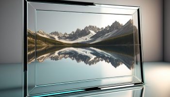 Glass picture frame on a solid color background. ai generative Glass picture frame on a solid color background. ai generative