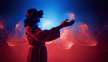 man-using-virtual-reality-glasses-dark-background-vr-glasses-headset-device-virtual-reality man-using-virtual-reality-glasses-dark-background-vr-glasses-headset-device-virtual-reality